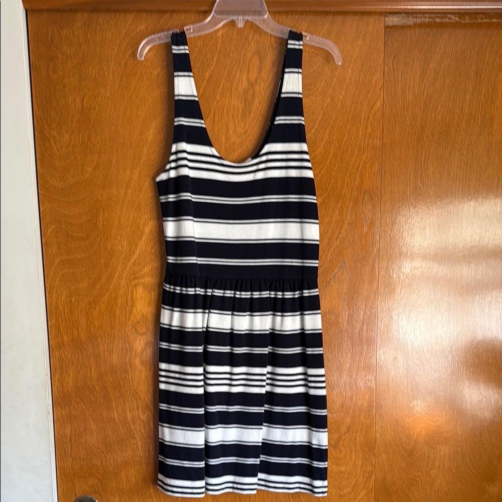 J. Crew Navy and White Sleeveless Sundress